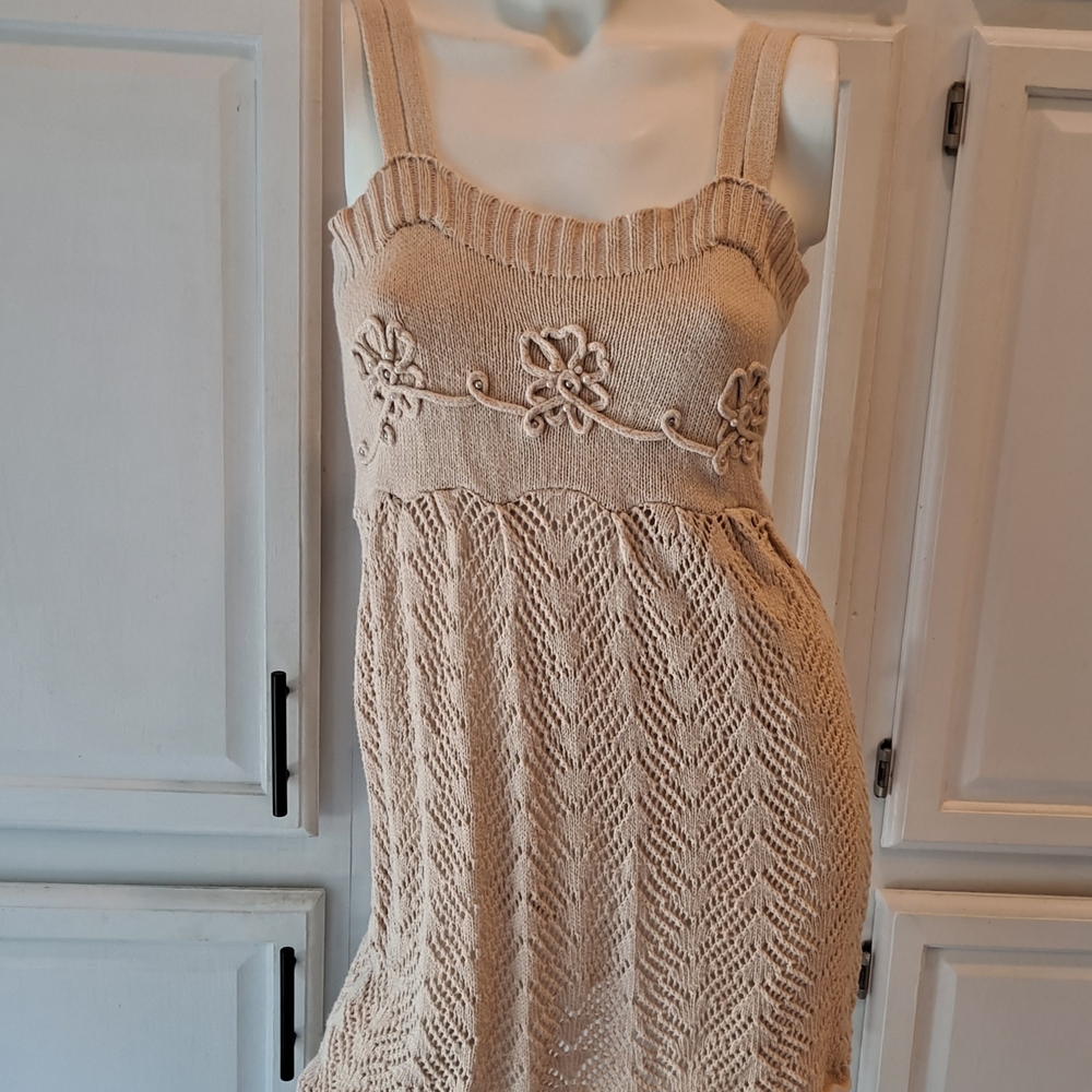 NADO Elegant Beige Knit Mini Dress